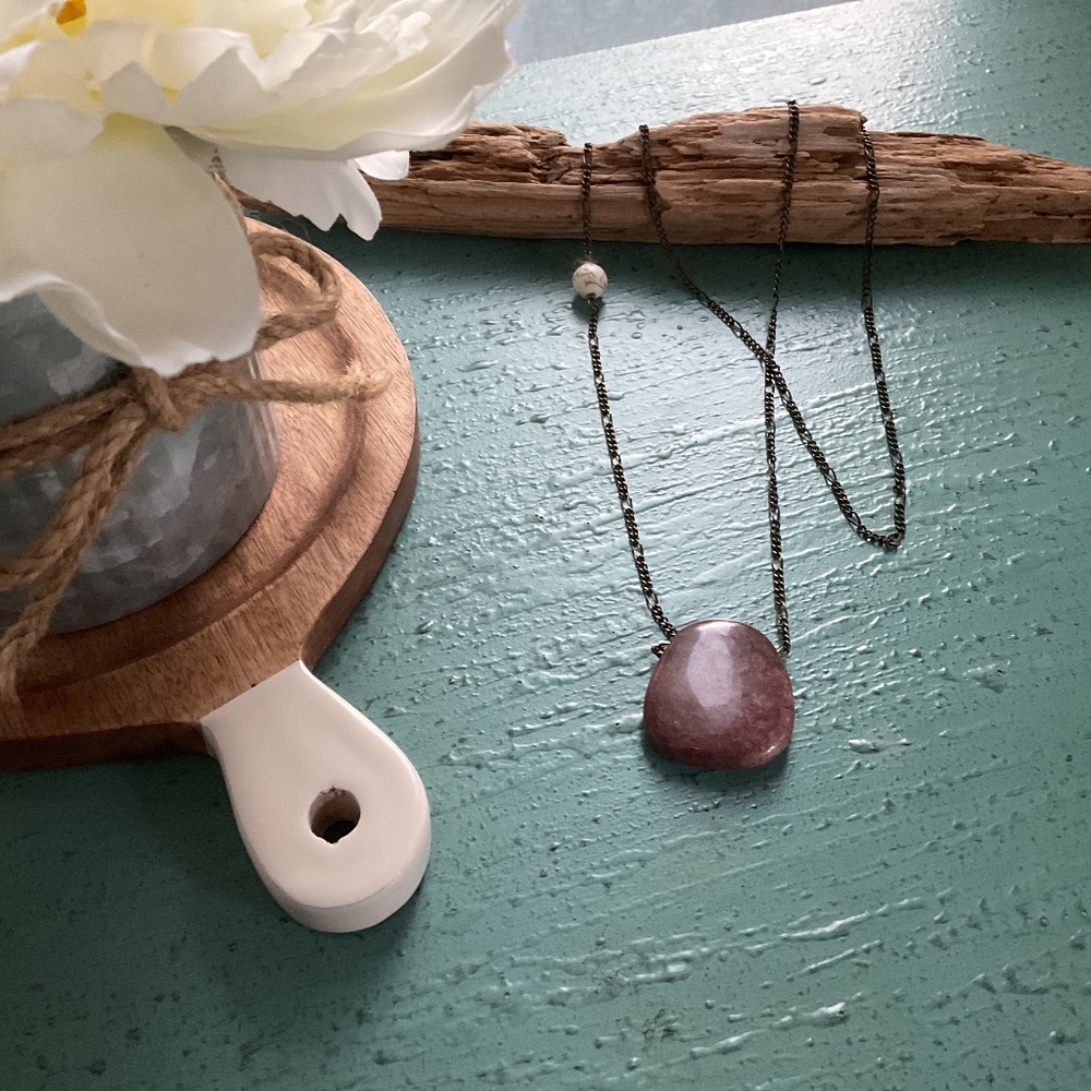 Artist Designed Long Natural Red Jasper Necklace